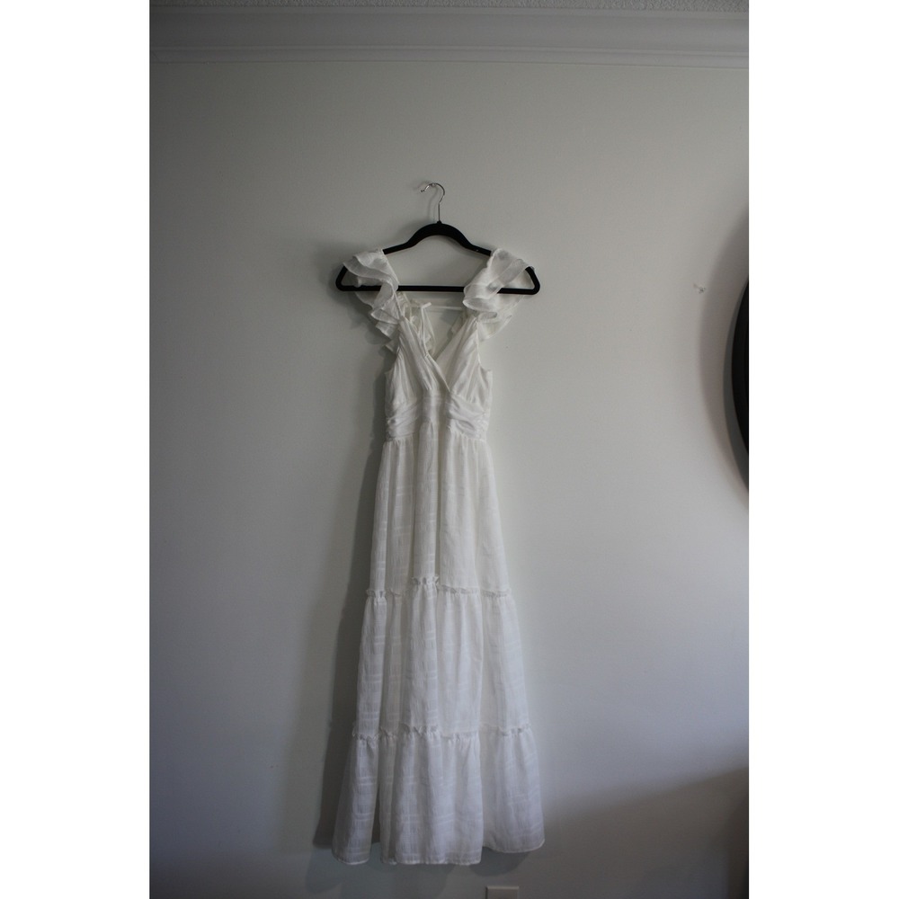 Altar'd State Ruffle Tiered Maxi Dress Women XS White Bridal Coastal cowgirl - Picture 3 of 11